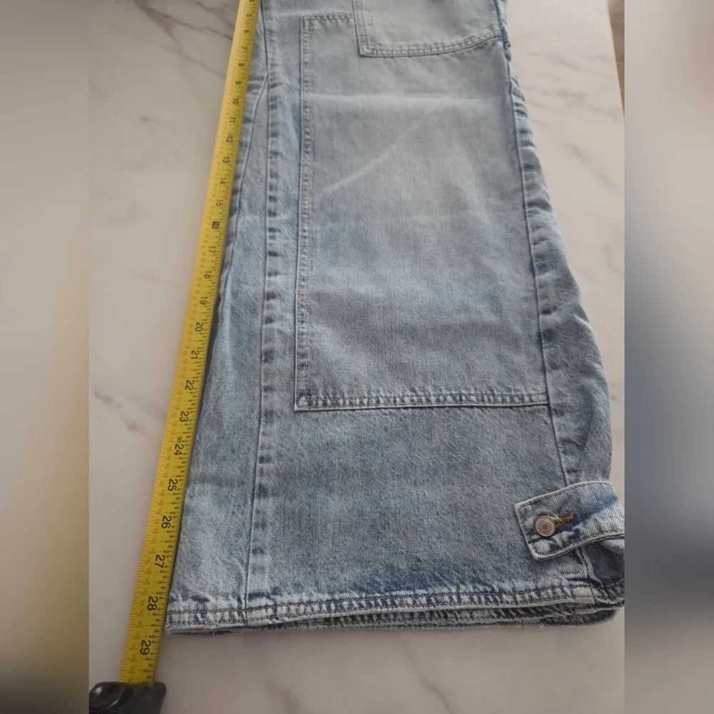 Free People We The Free Curvy Outlaw Wide‎ Leg Denim Jeans Tie Front